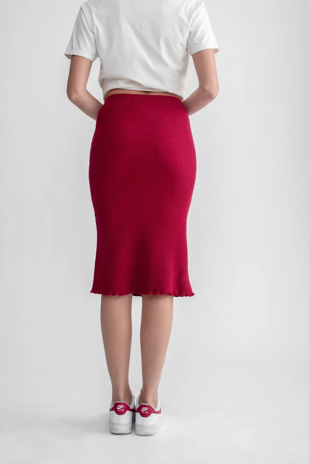 Flare Midi Skirt Raspberry