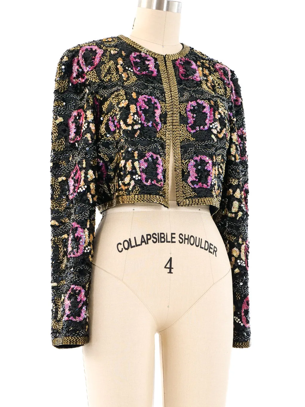 Floral Sequin Cropped Jacket