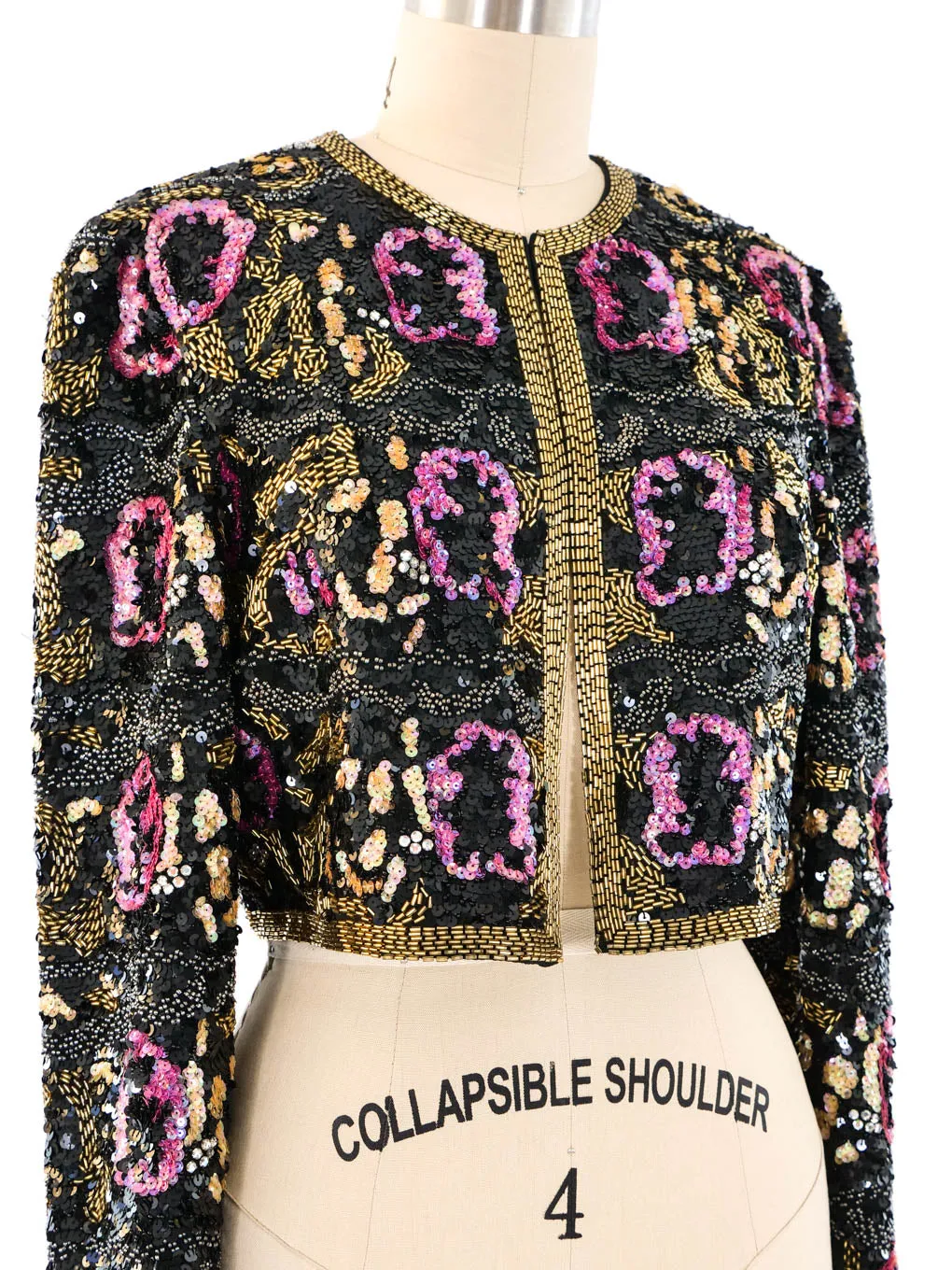 Floral Sequin Cropped Jacket