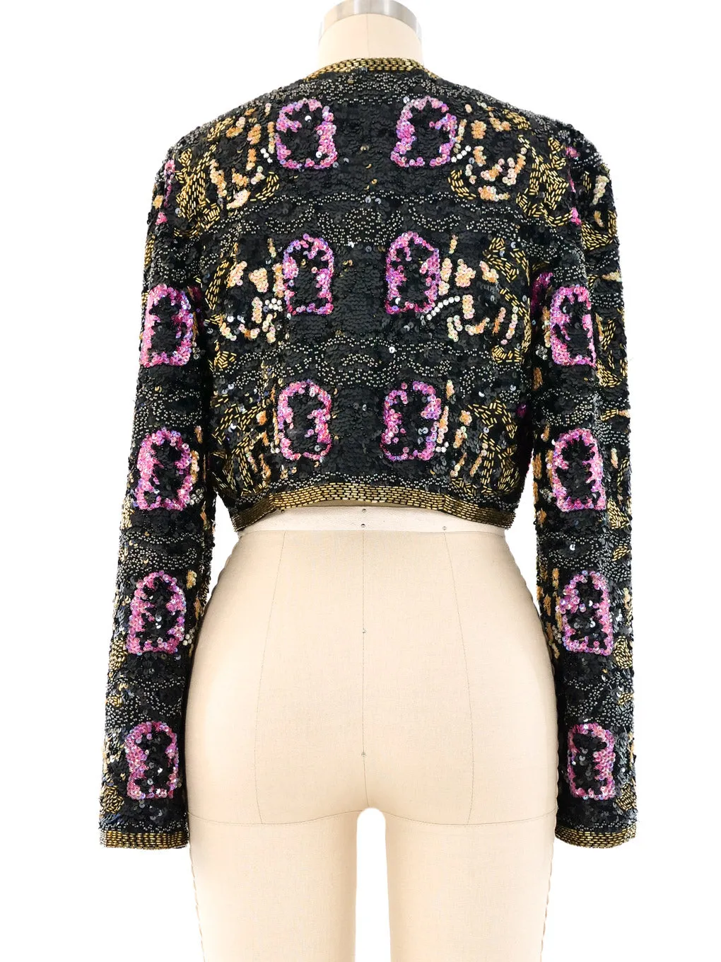 Floral Sequin Cropped Jacket