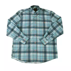 'FX Fusion' Men's Great Plaid Stretch Button Front - Aqua