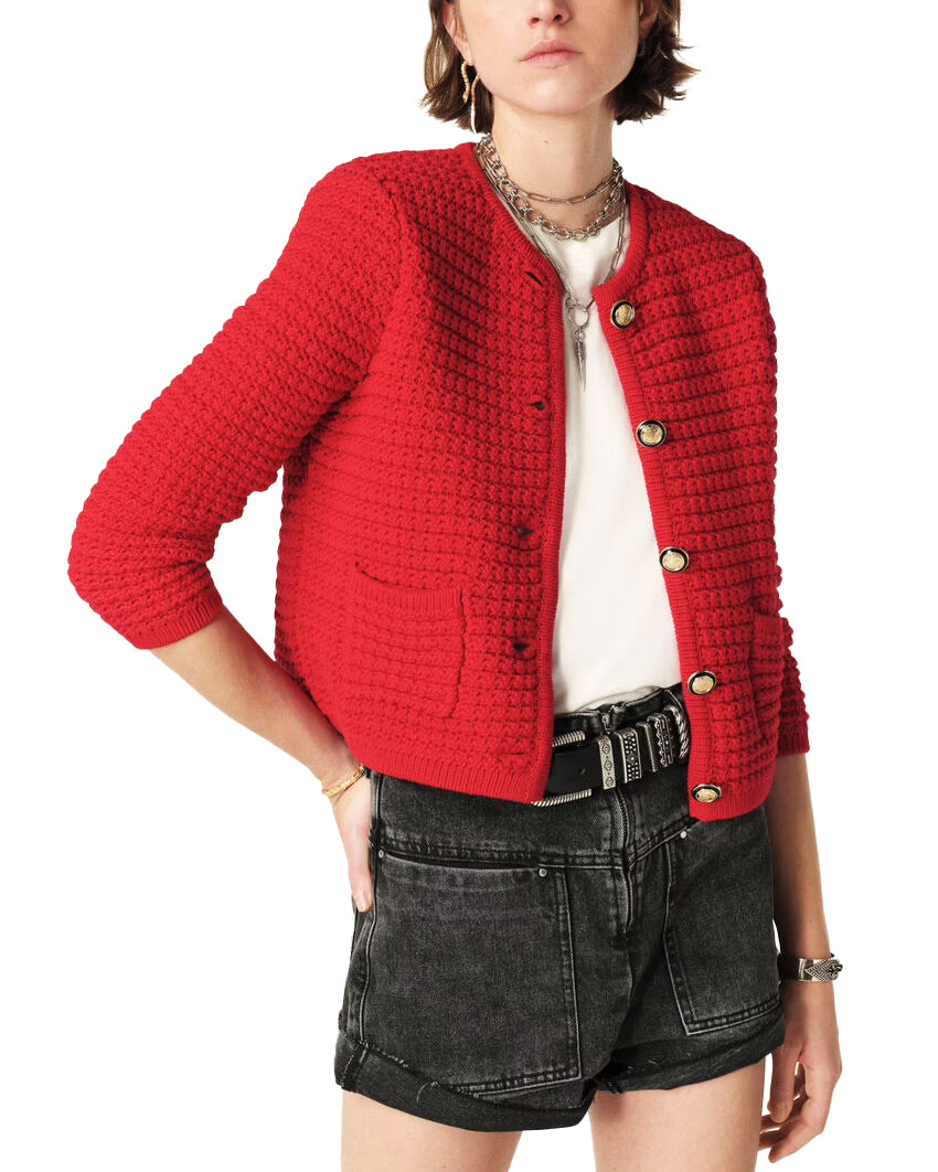 Gaspard Button Front Cardigan (Rouge)