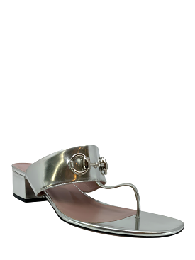 Gucci Patent Leather Horsebit Thong Sandals Size 9