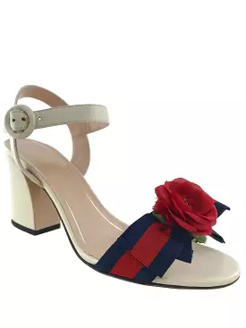 Gucci Web Bow Silk Flower Sandals Size 7