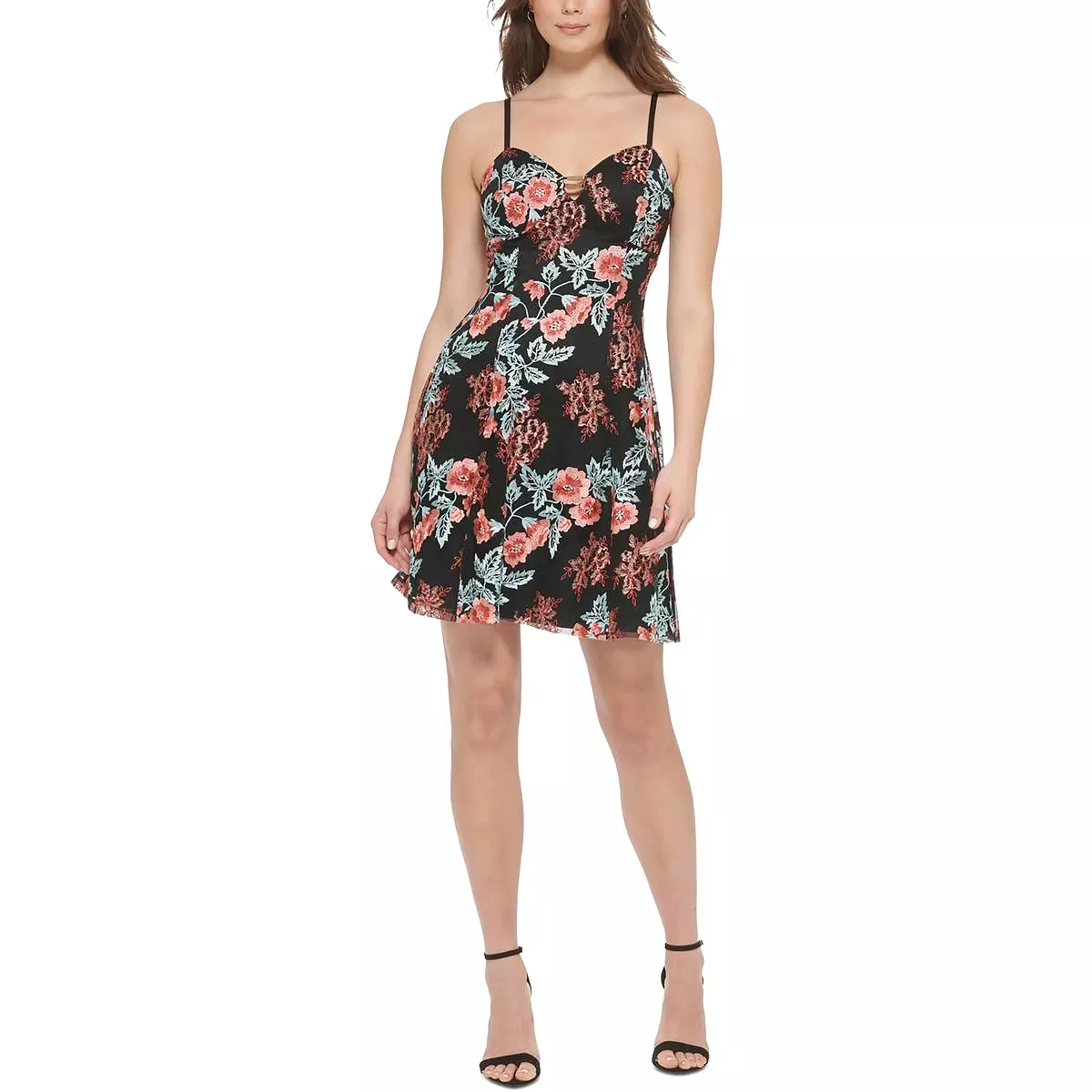 Guess Womens Party Mini Fit & Flare Dress