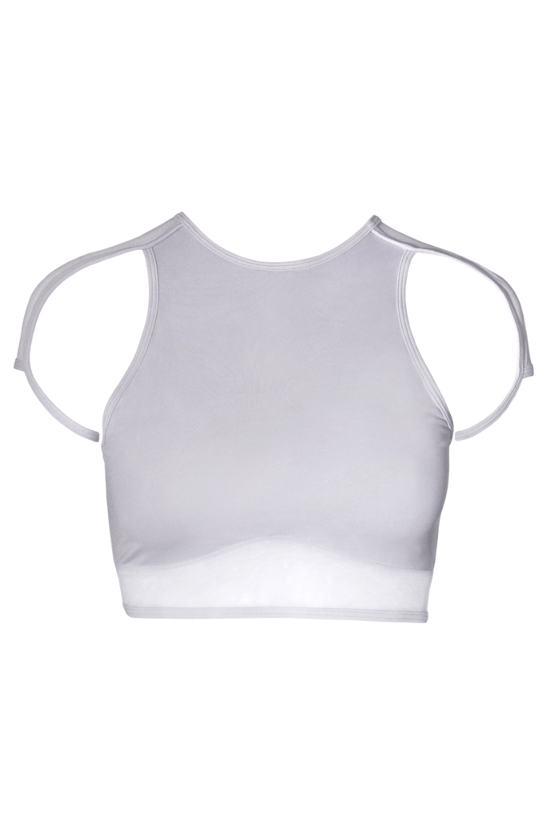 Hamade Activewear High Scoop Neck Crop Top - Light Grey