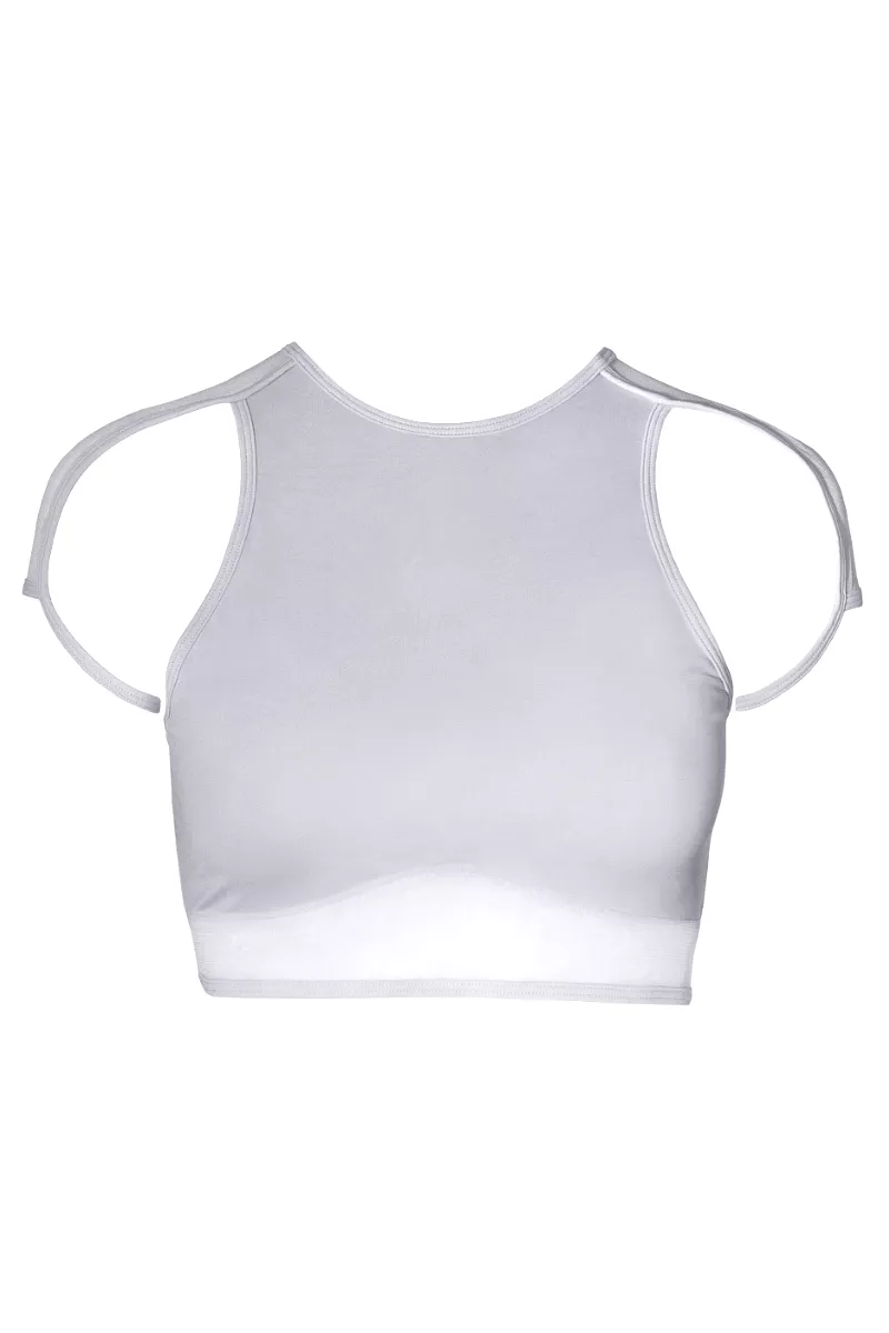 Hamade Activewear High Scoop Neck Crop Top - Light Grey