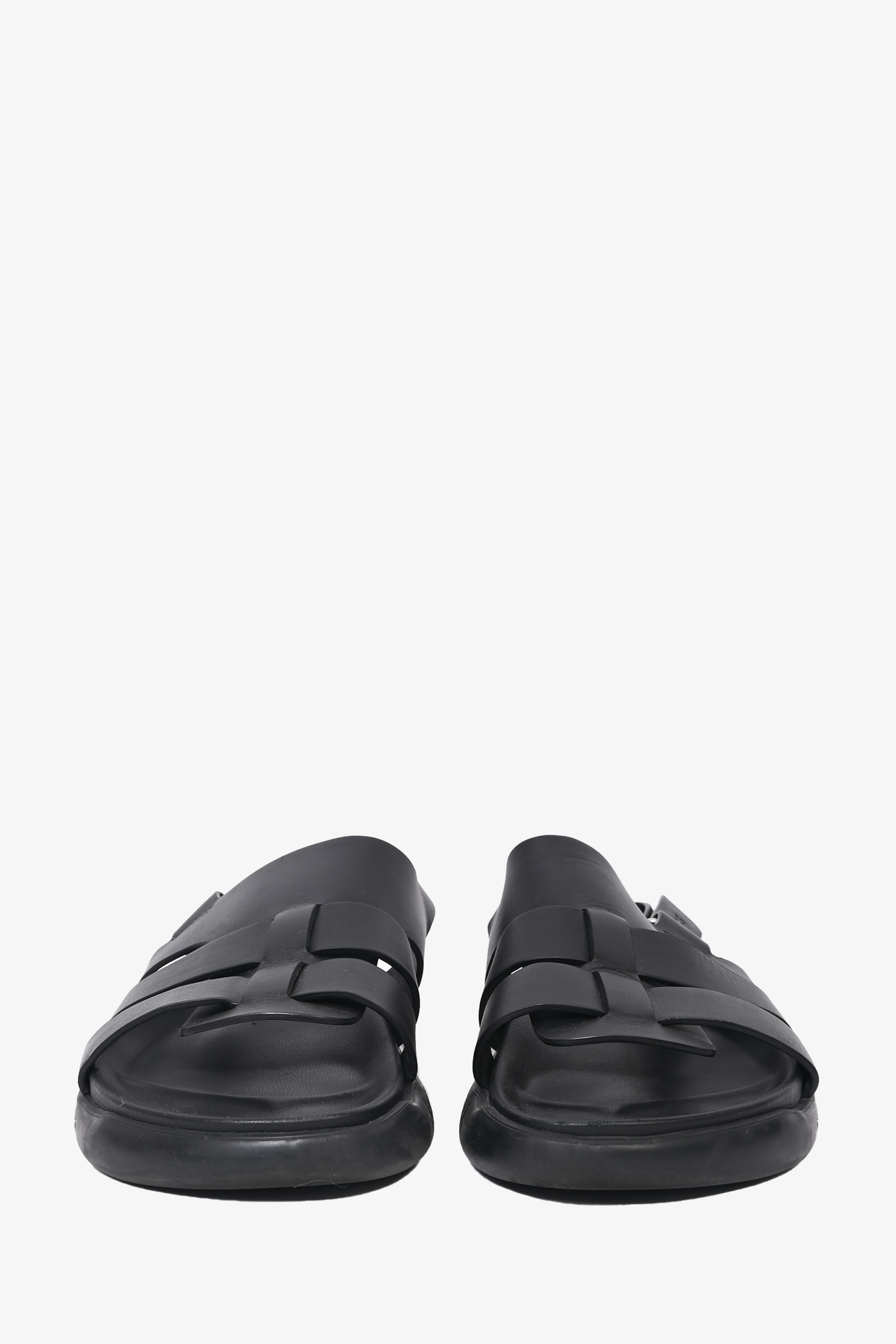 Hermes Black Leather 'Doha' Sandals Size 42 Mens