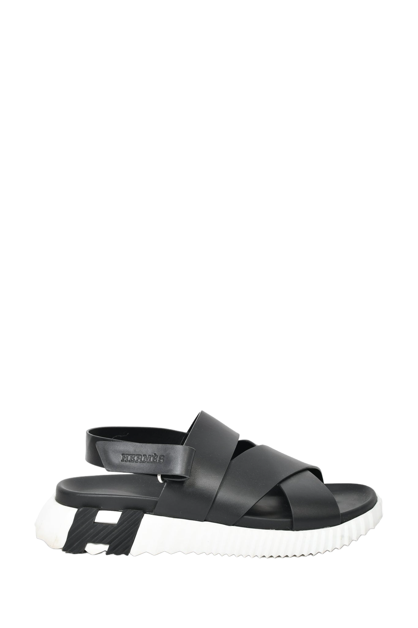 Hermes Black Leather 'Electric' Sandals Size 42