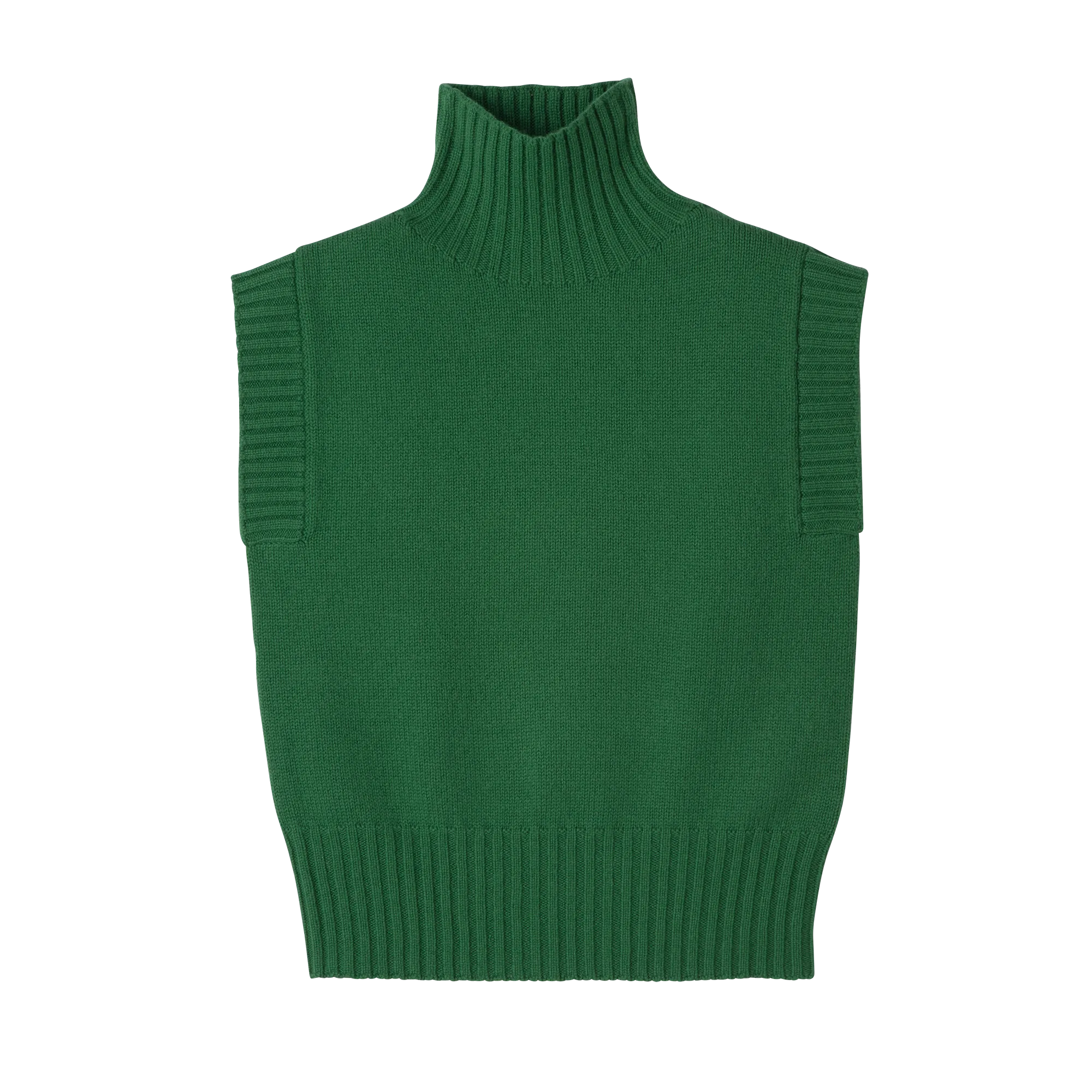 High collar no sleeve jumper Green - Knit