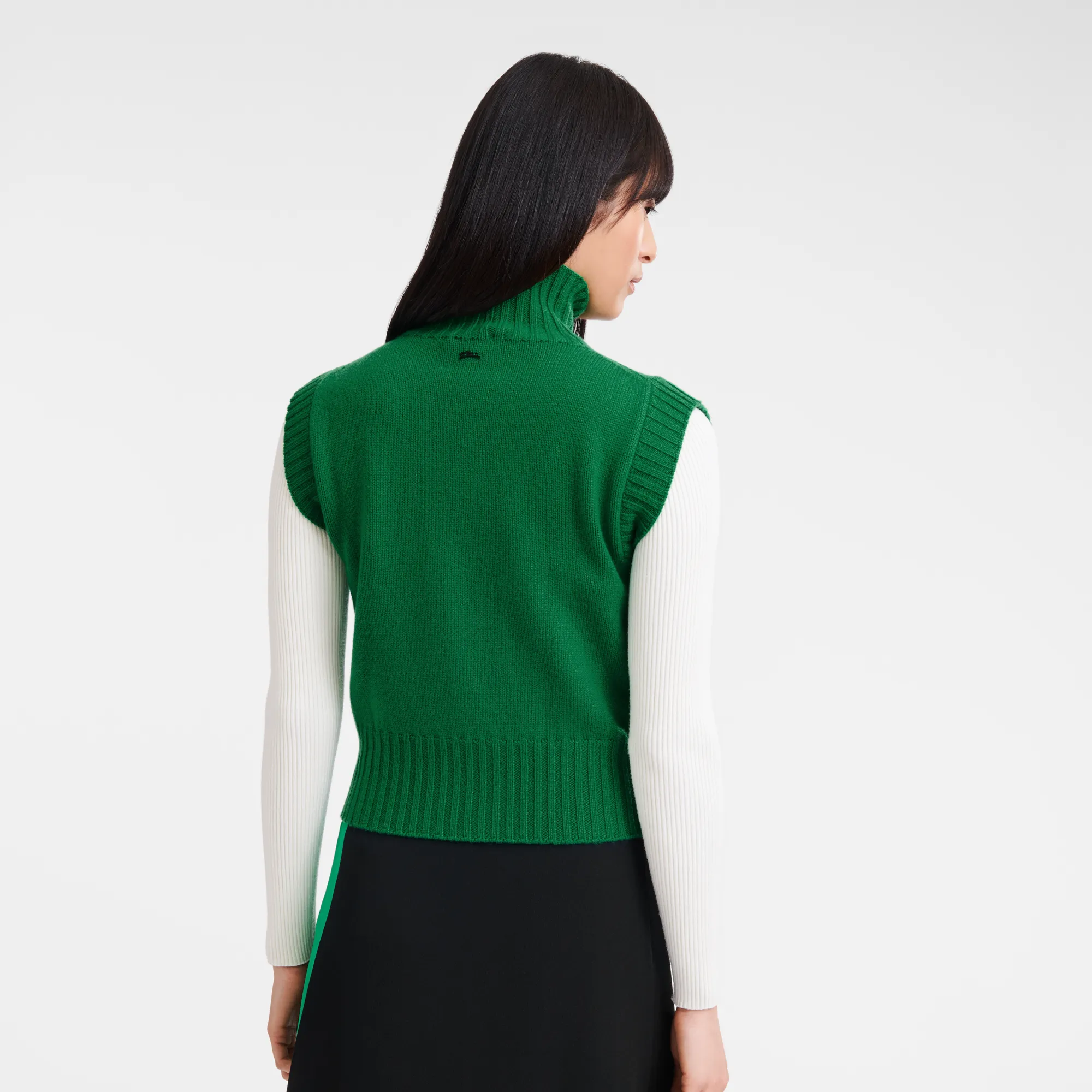 High collar no sleeve jumper Green - Knit