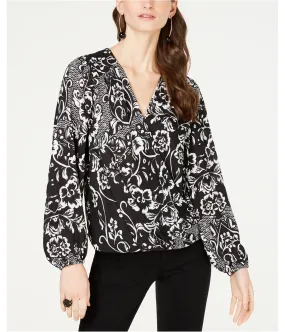 I-N-C Womens Volume-Sleeve Pullover Blouse