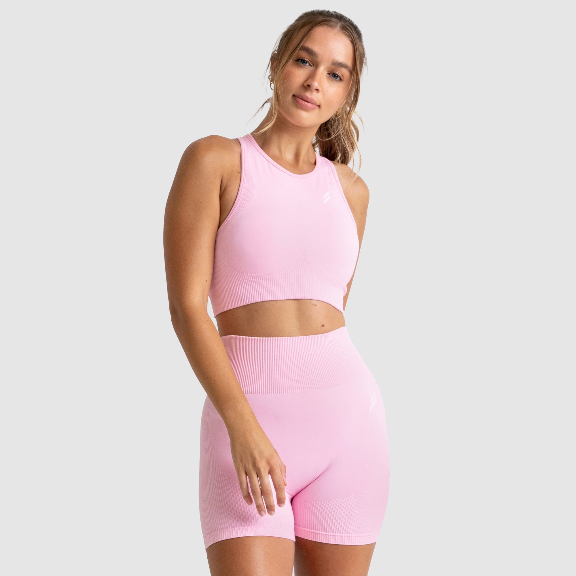 Impact Solid High-Neck Crop - Pastel Pink