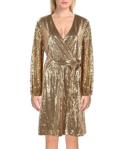 I.N.C. International Concepts Womens Sequined Long Sleeves Cocktail And Party Dress