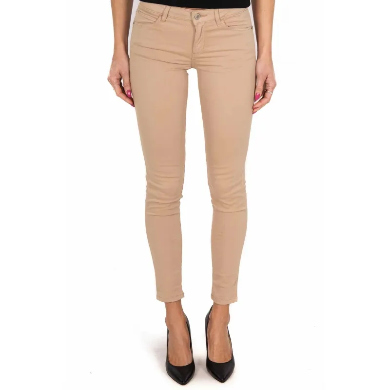 JEANS IN RASATELLO DI COTONE, BEIGE