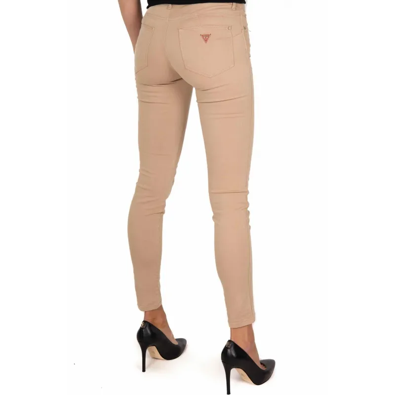 JEANS IN RASATELLO DI COTONE, BEIGE