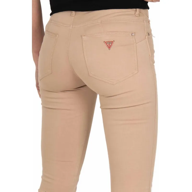 JEANS IN RASATELLO DI COTONE, BEIGE