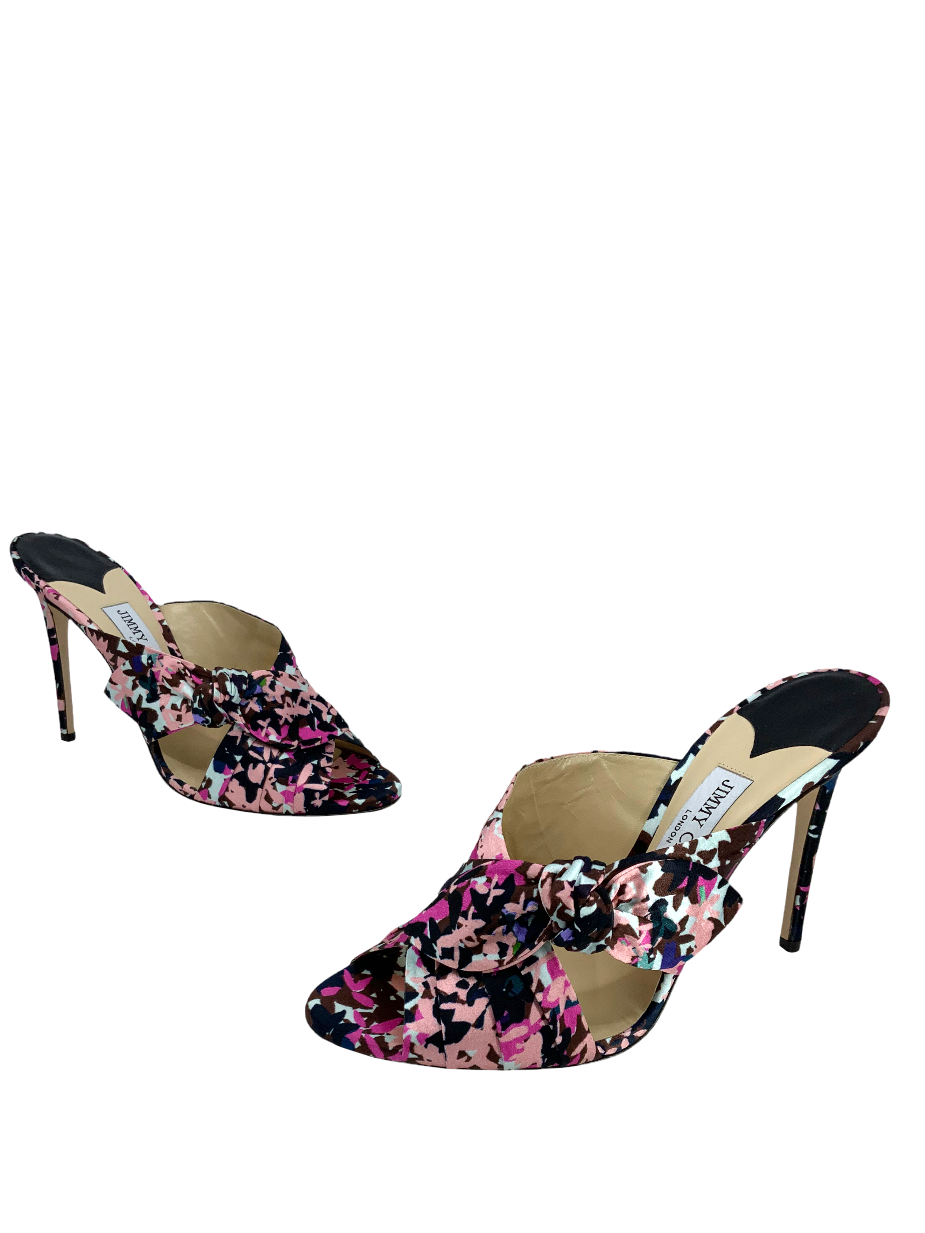 Jimmy Choo Keely Printed Bow Slide Sandals Size 10