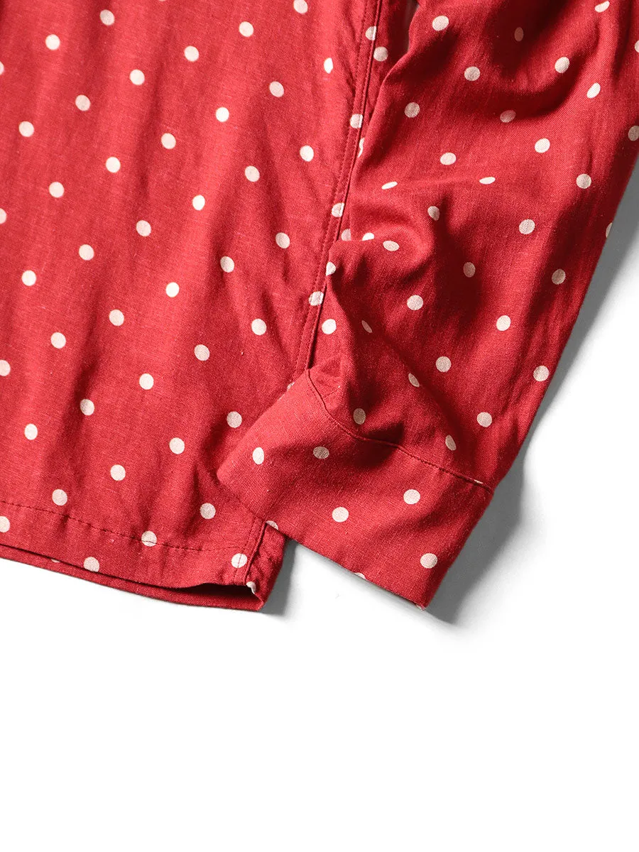 Kapital linen polka dot wrangle collar open-neck shirt (long sleeve)