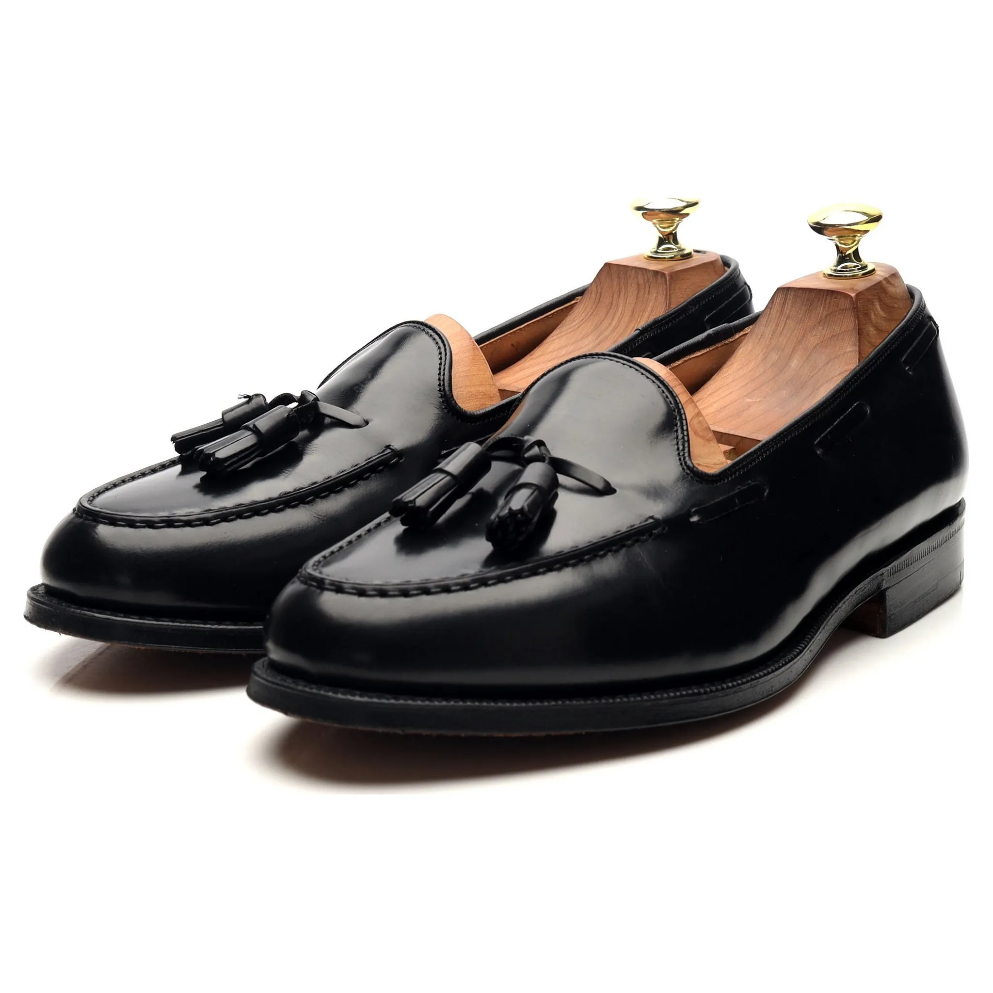 'Keats' Black Leather Tassel Loafers UK 8 G