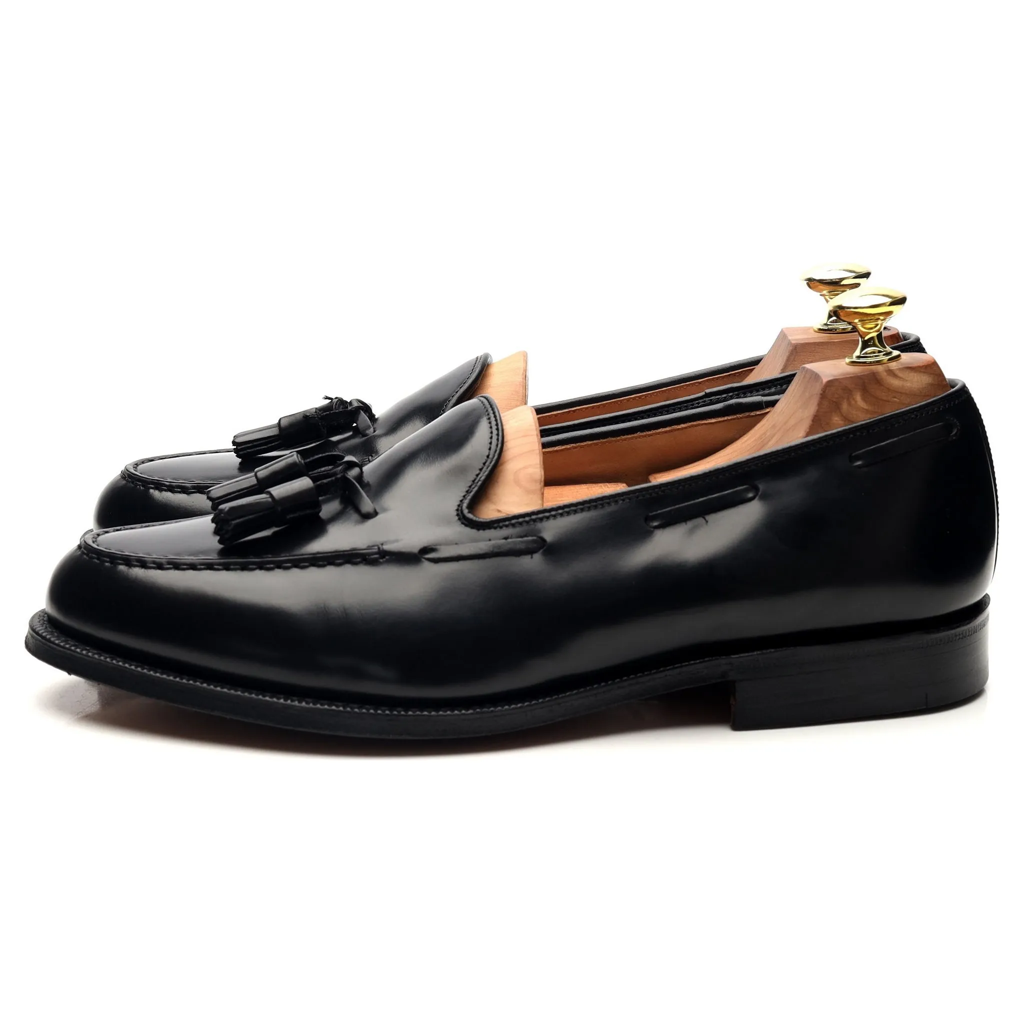 'Keats' Black Leather Tassel Loafers UK 8 G