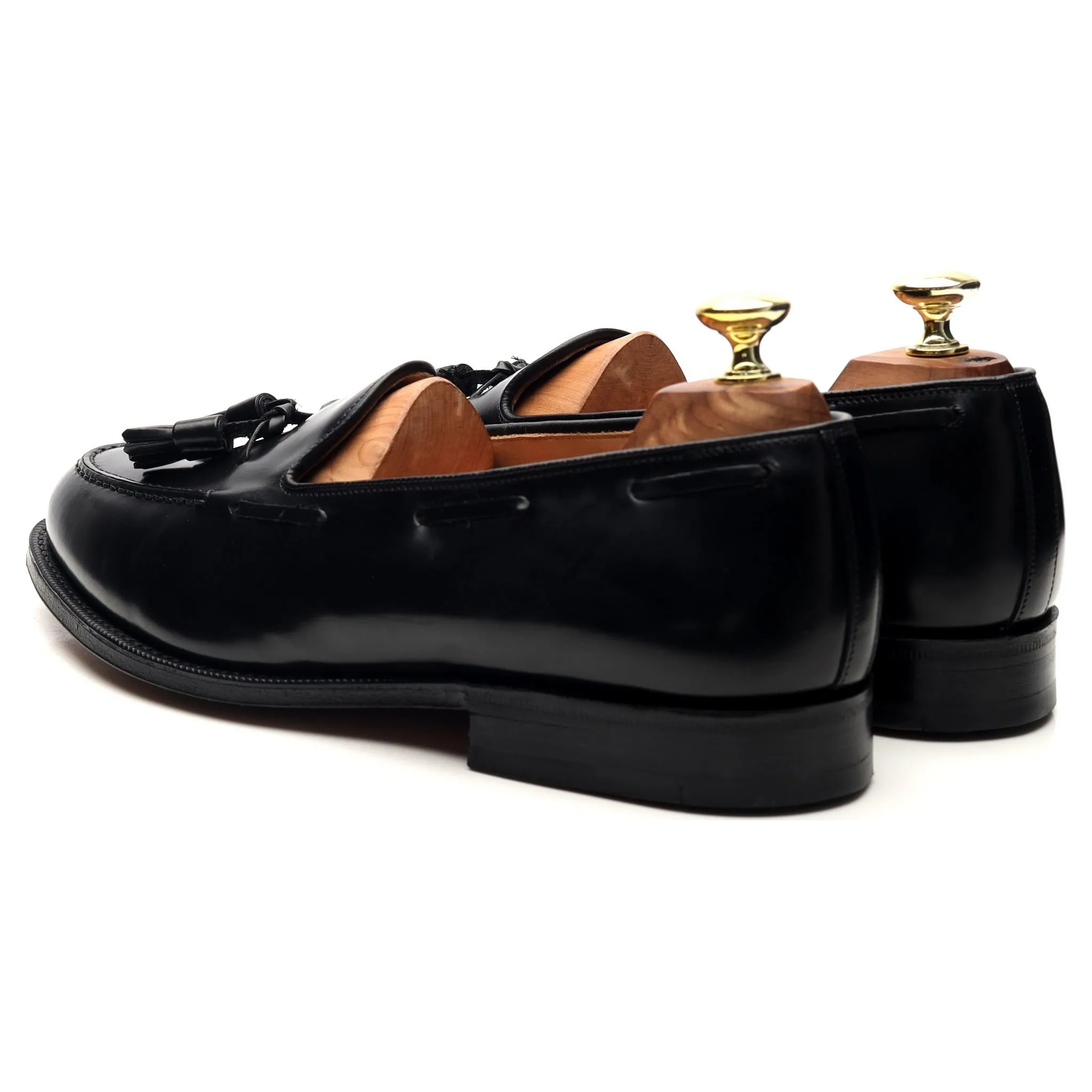 'Keats' Black Leather Tassel Loafers UK 8 G