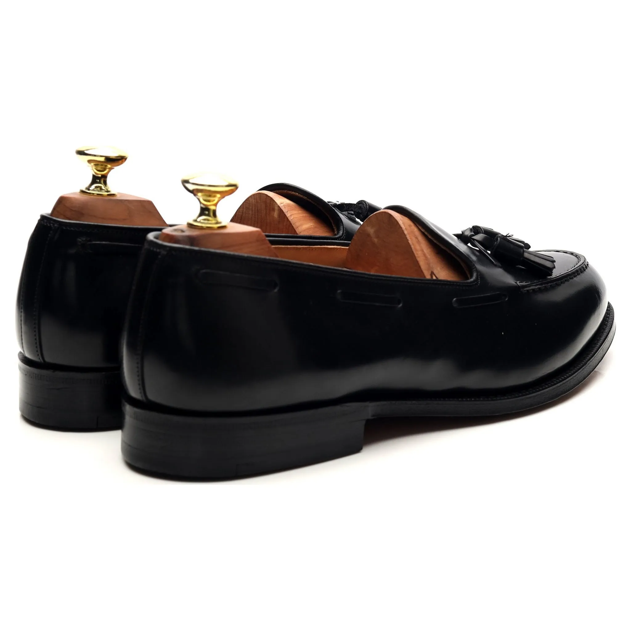 'Keats' Black Leather Tassel Loafers UK 8 G