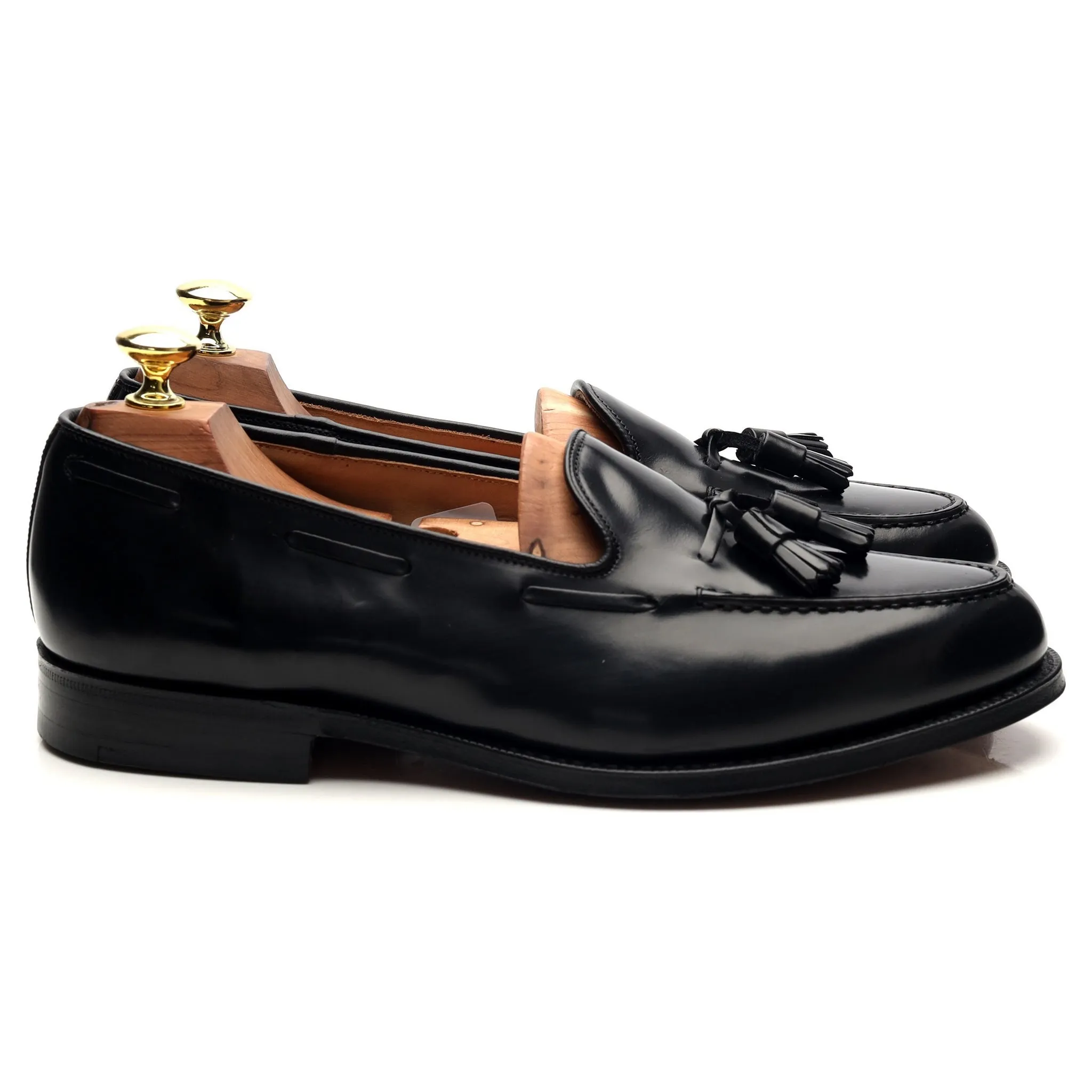 'Keats' Black Leather Tassel Loafers UK 8 G