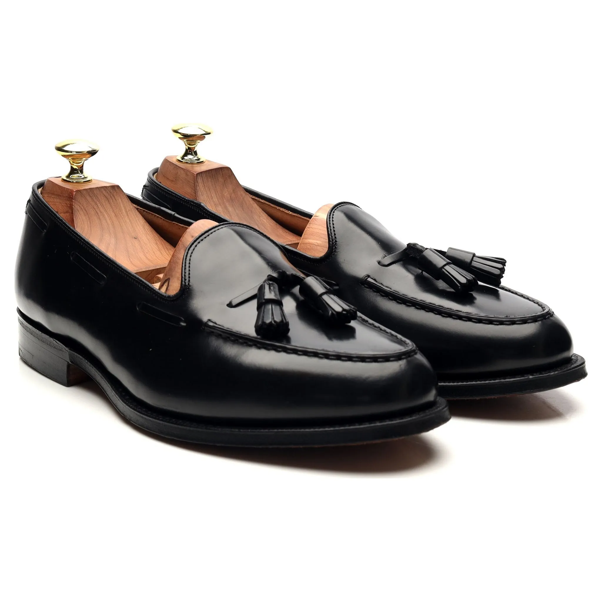 'Keats' Black Leather Tassel Loafers UK 8 G