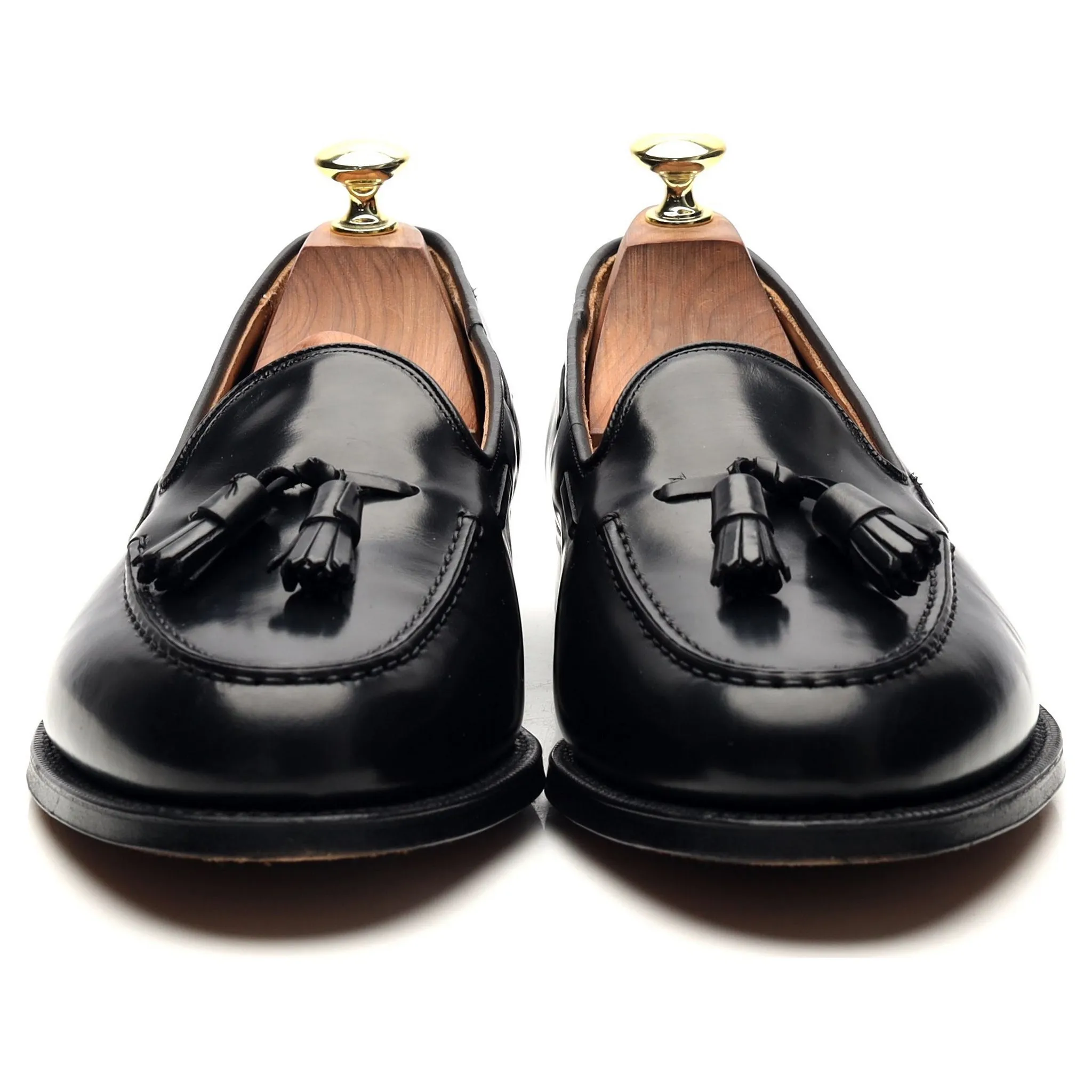 'Keats' Black Leather Tassel Loafers UK 8 G