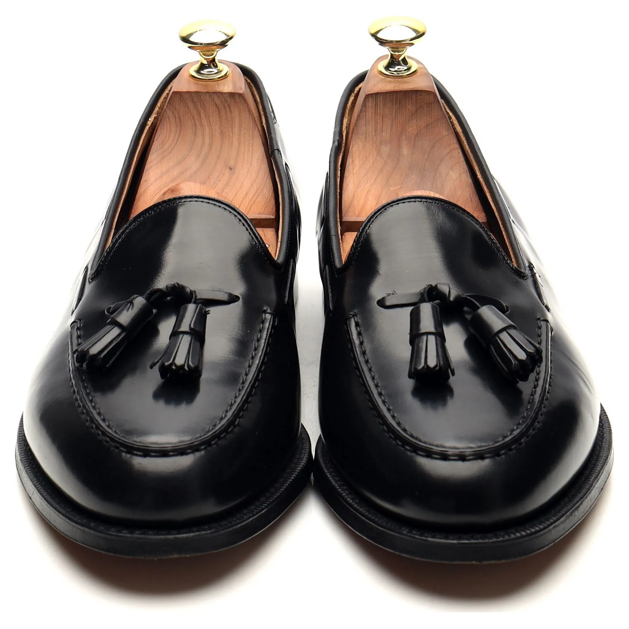 'Keats' Black Leather Tassel Loafers UK 8 G