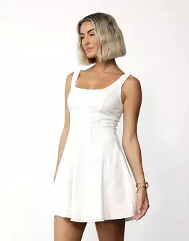 Kella Denim Mini Dress (White)