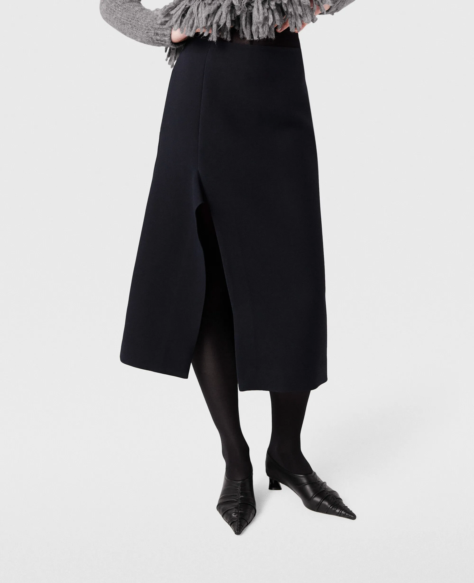 Kick-Flare Midi Skirt