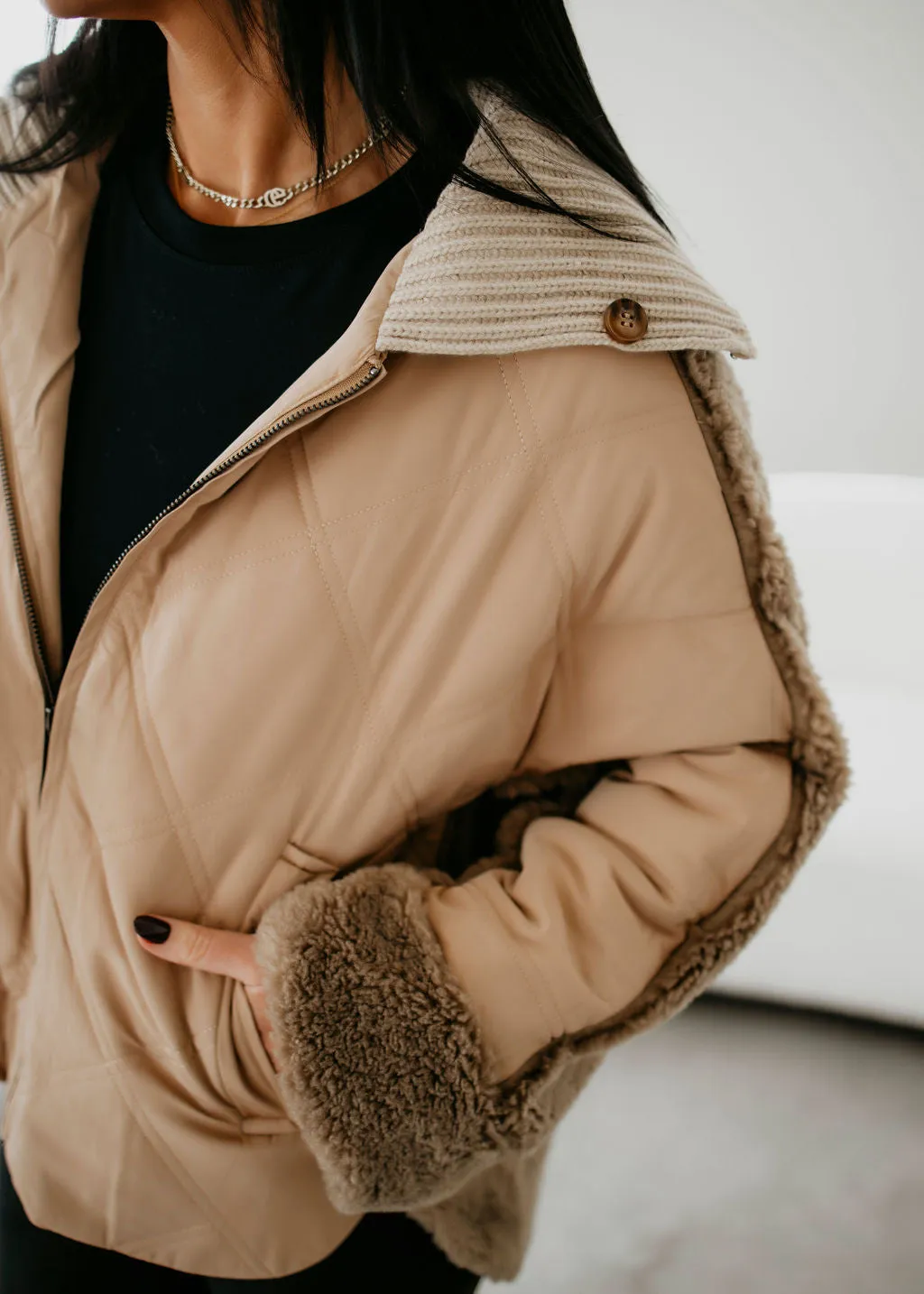 Leigh Quilted Sherpa Jacket