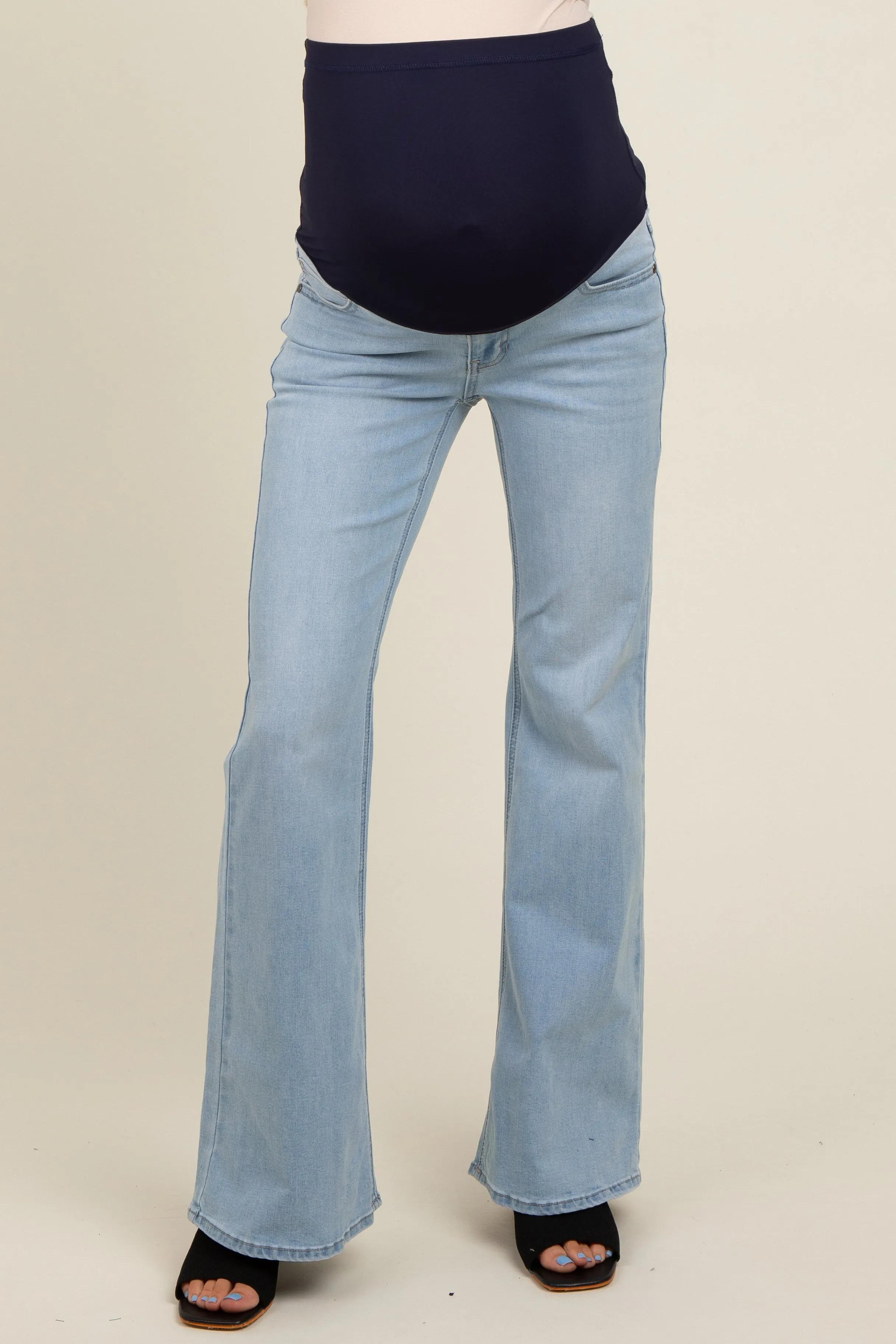 Light Blue Flare Leg Maternity Jeans