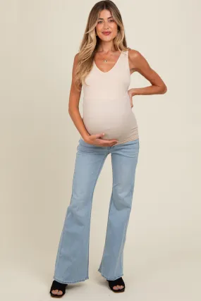 Light Blue Flare Leg Maternity Jeans