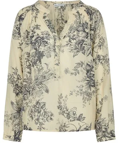 Lily and Lionel Women's White Eleanor V-Neck Floral Printed Blouse In Cream