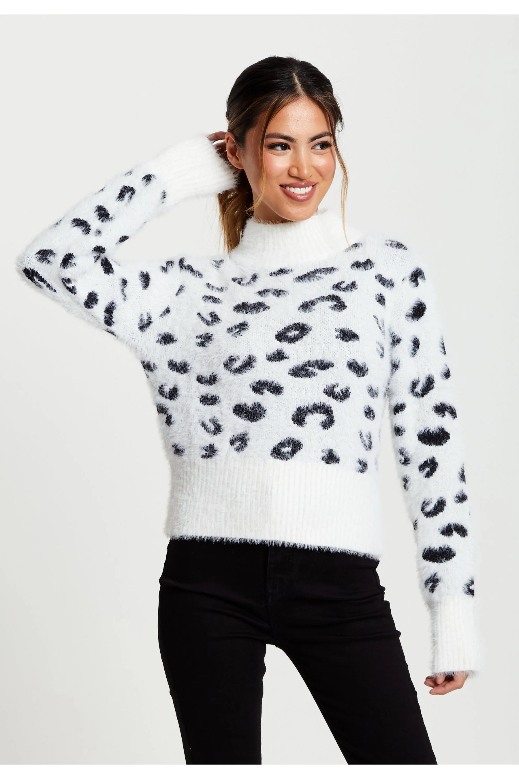 Liquorish Fluffy Animal High Neck Jumper