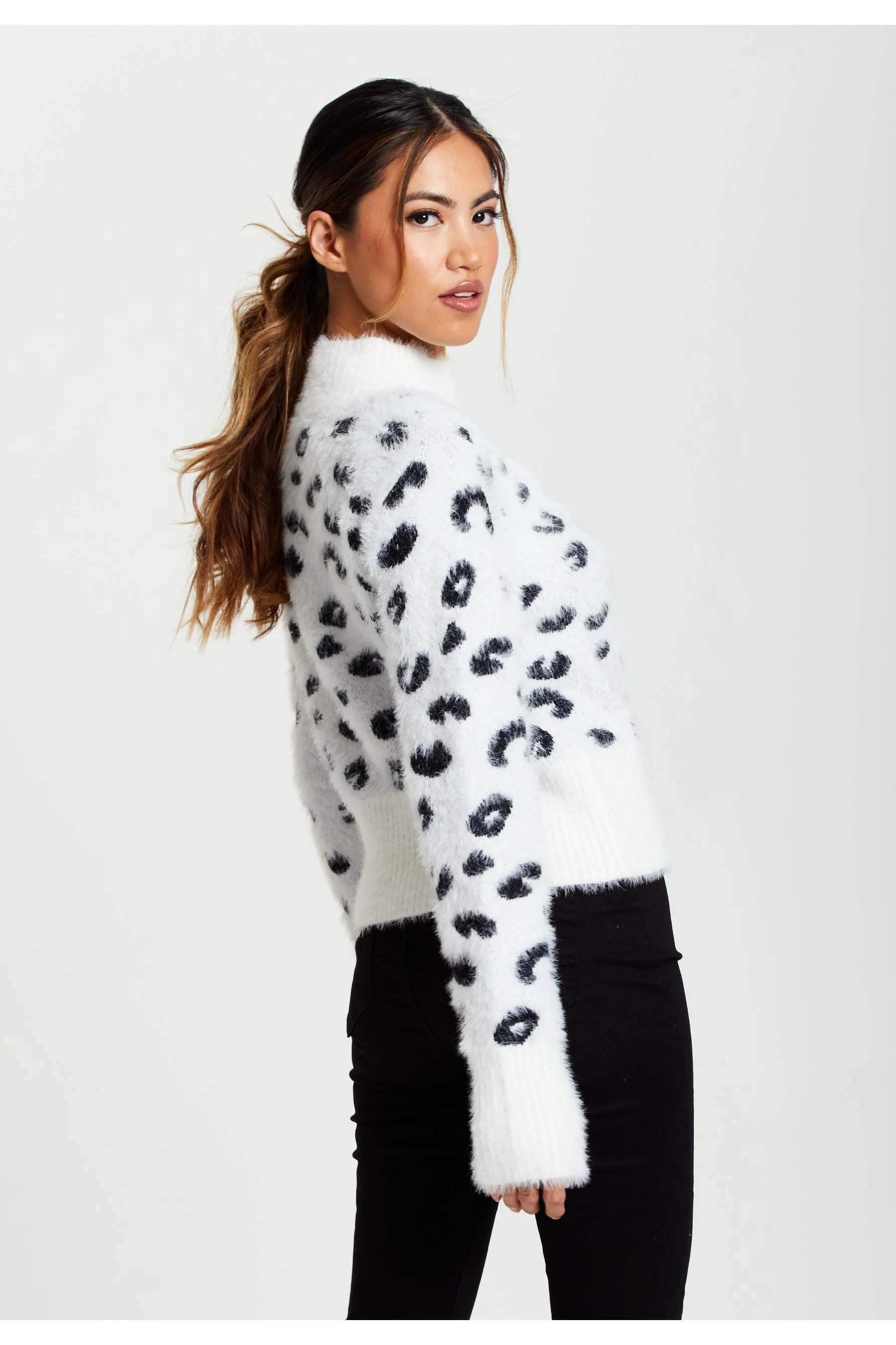 Liquorish Fluffy Animal High Neck Jumper