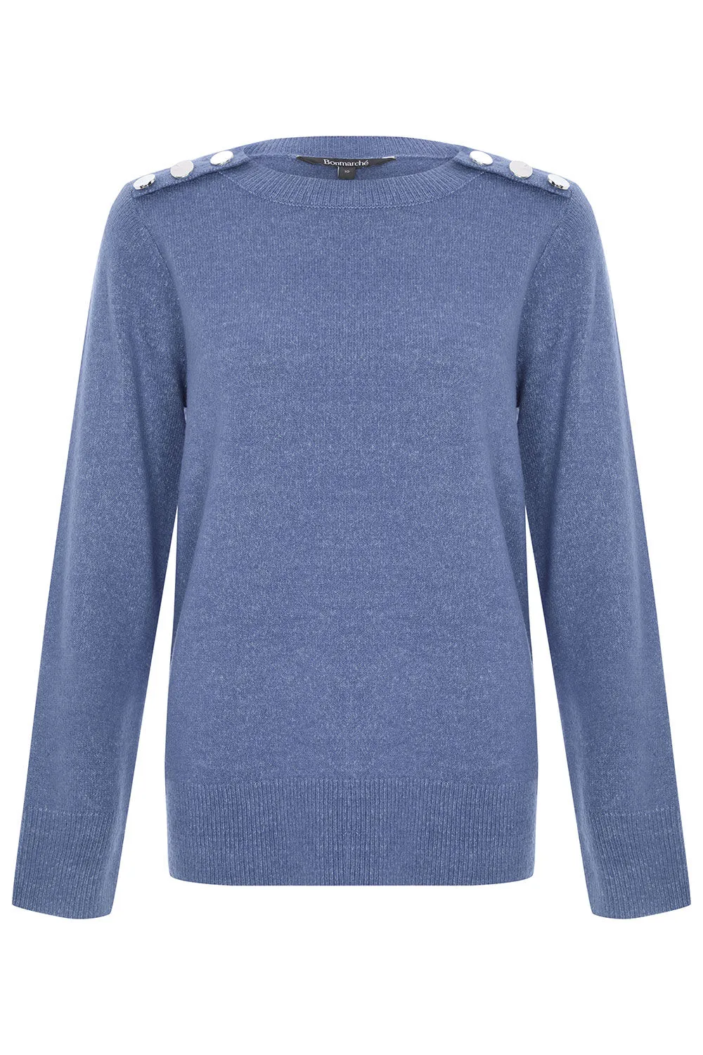 Long Sleeve Button Front Detail Jumper