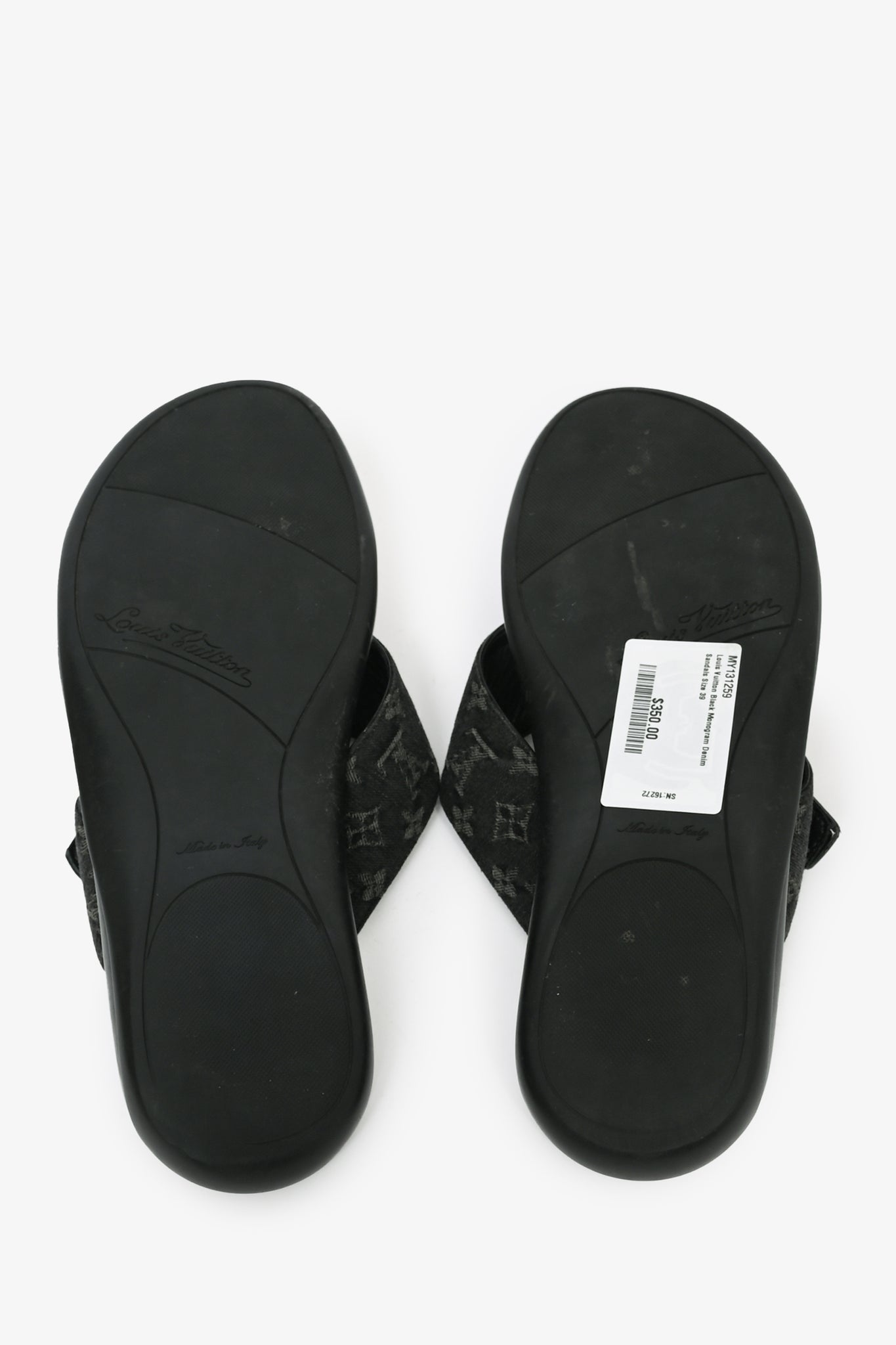 Louis Vuitton Black Monogram Denim Sandals Size 39