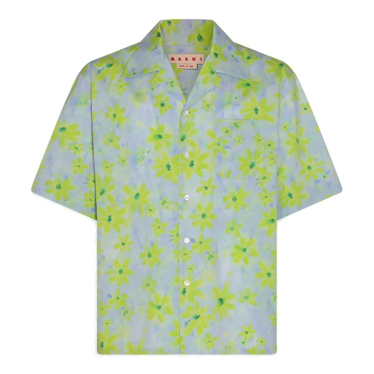 MARNI  |Flower Patterns Cotton Short Sleeves Front Button Designers