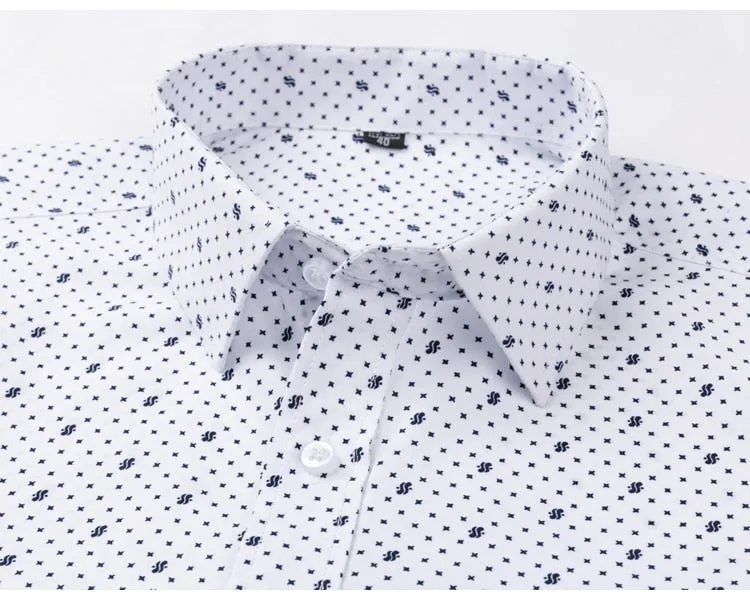 Men's Classic Standard Fit Square Collar Long Sleeve Office Shirt