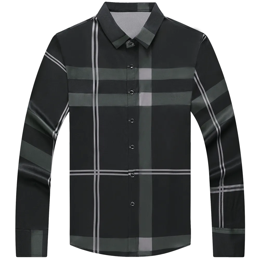 Men's Square Collar Casual Style Striped Pattern Long Sleeve Shirt