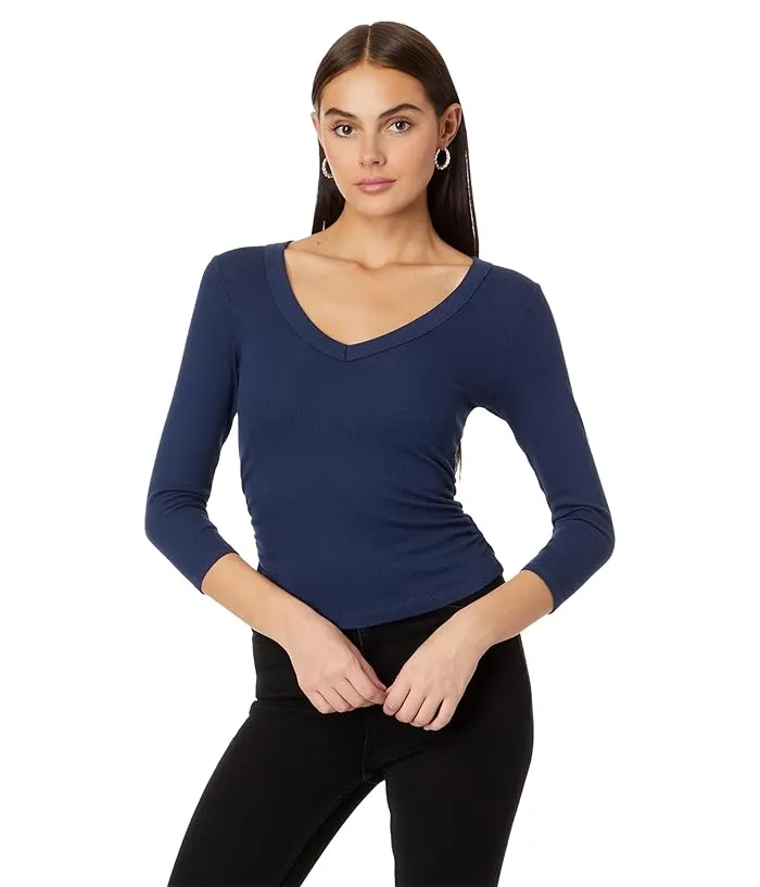 Michael Stars Enid 3/4 Sleeve V-Neck Crop Tee Women's