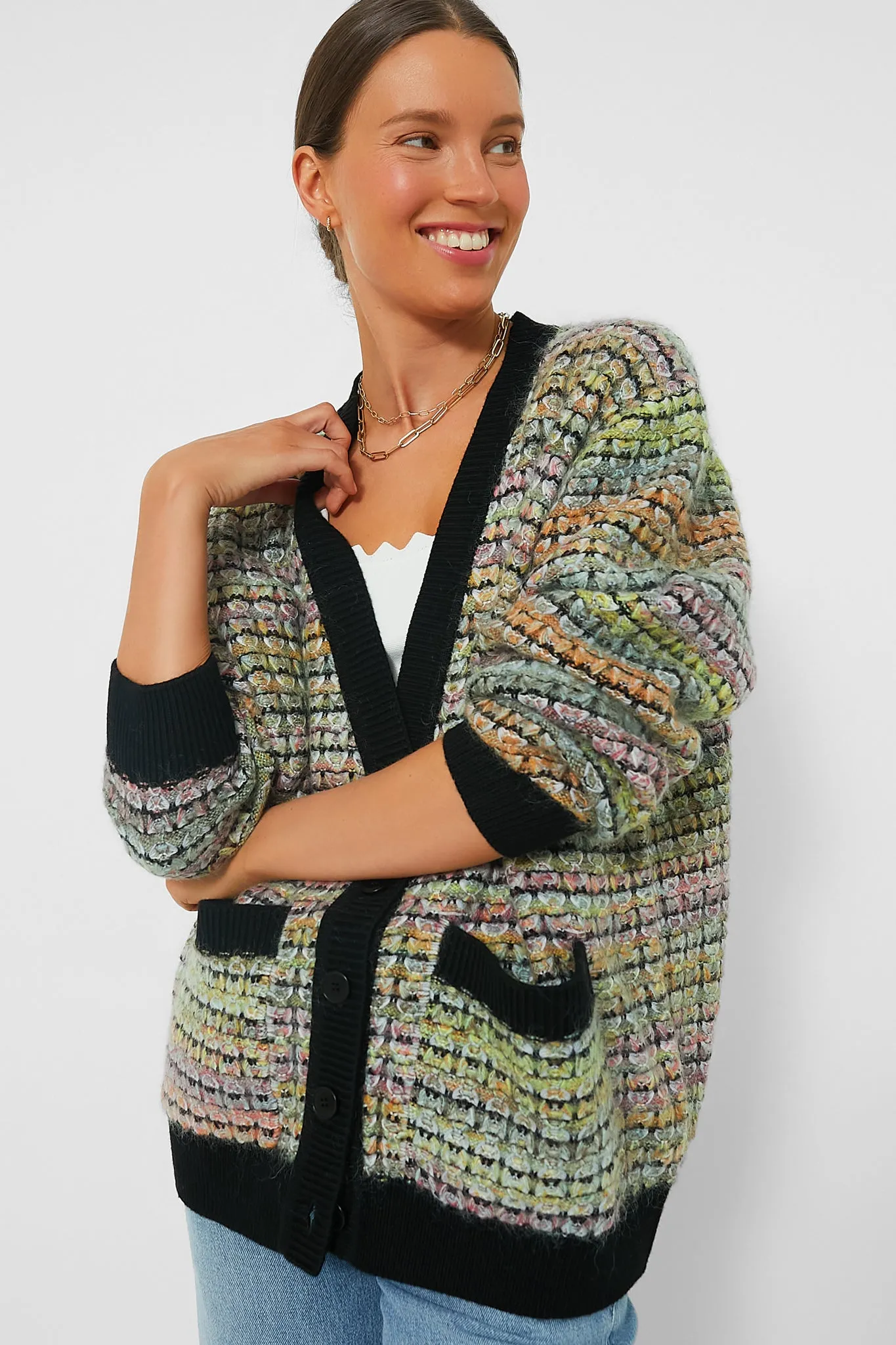 Multicolored Tweed Cardigan