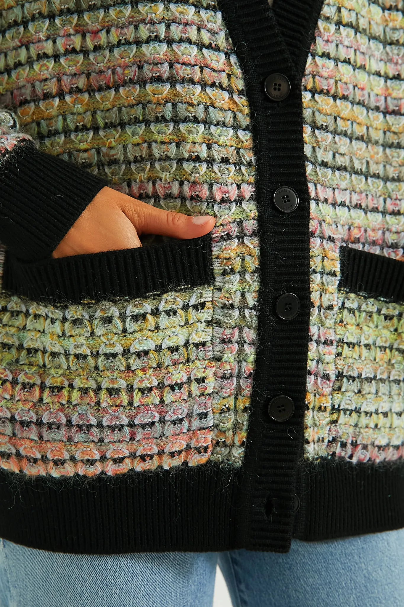 Multicolored Tweed Cardigan