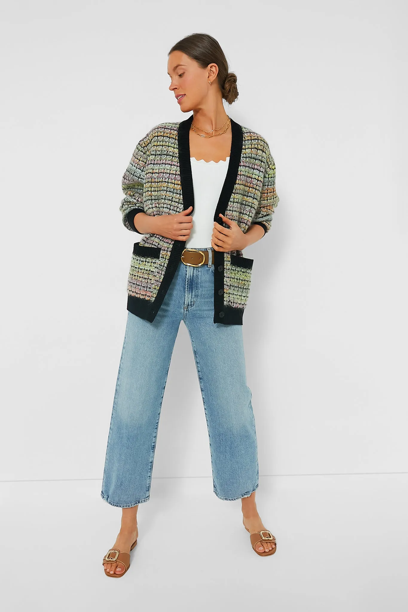 Multicolored Tweed Cardigan