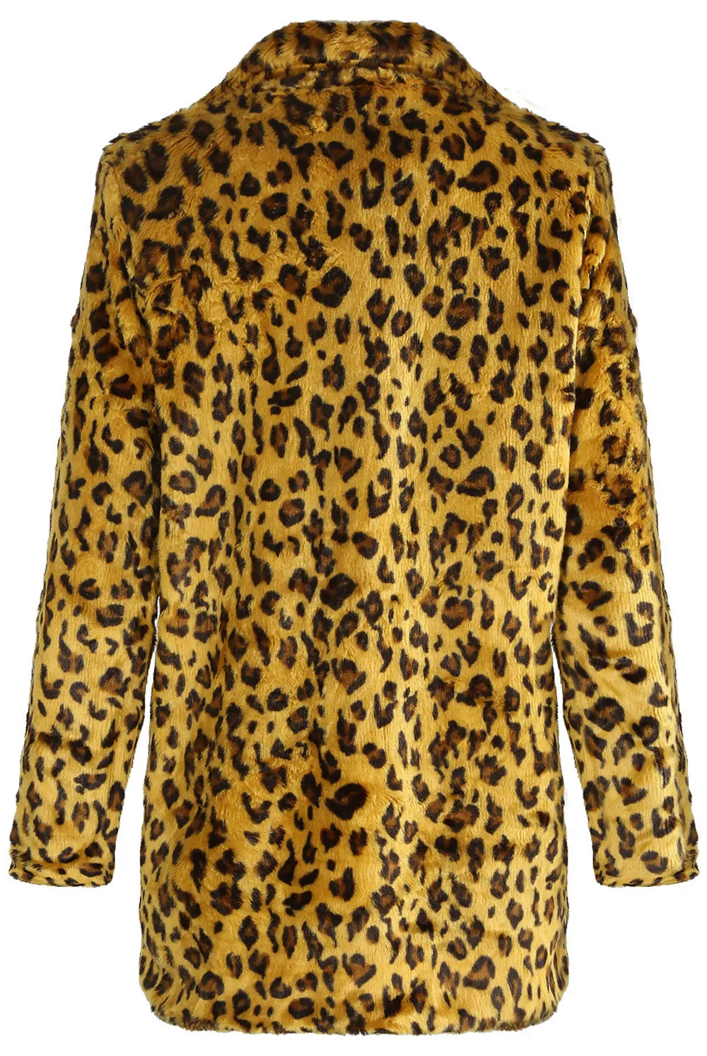 Mustard Leopard Print Faux Fur Coat