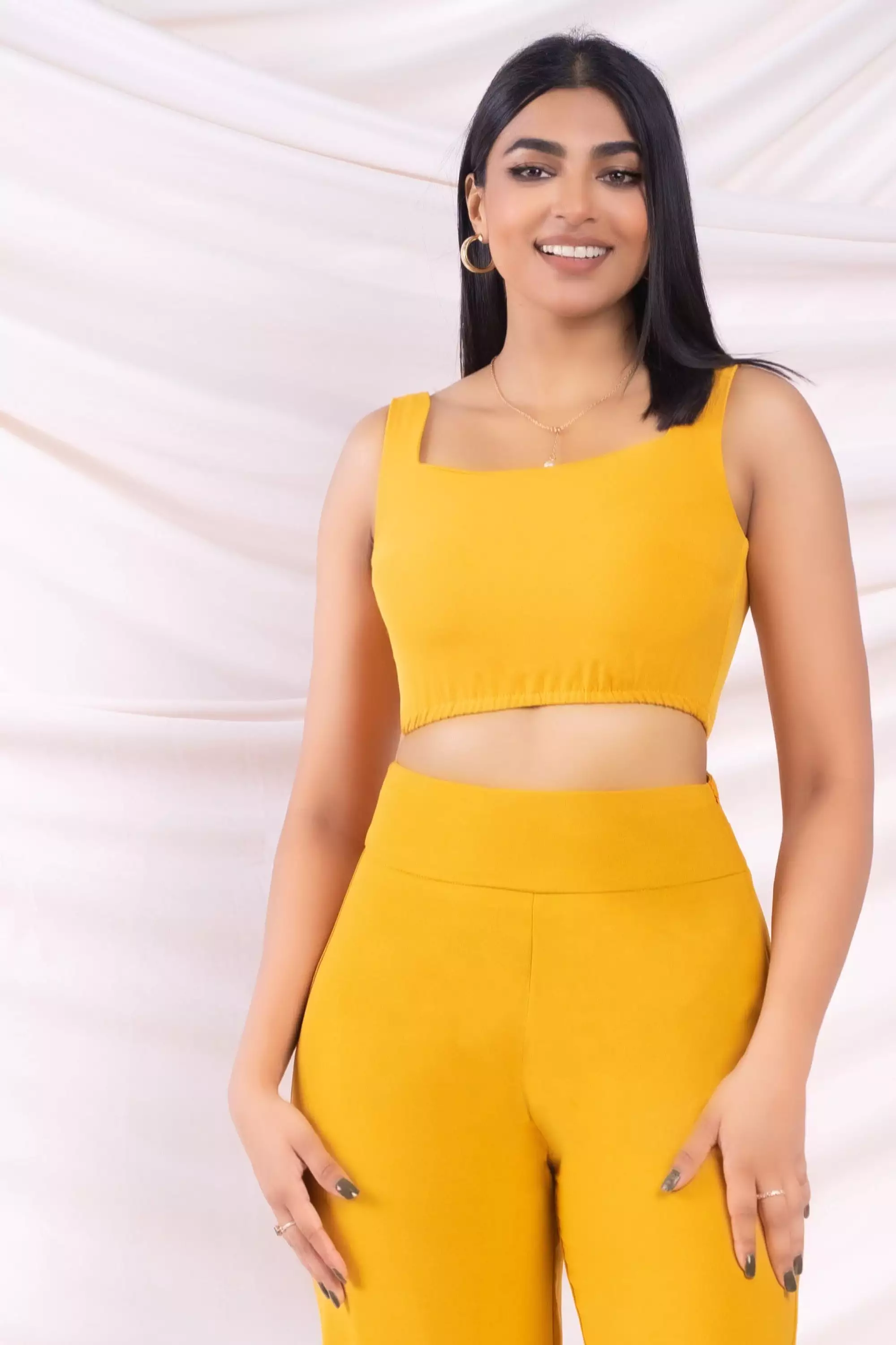 Mustard Square Neck Crop Top